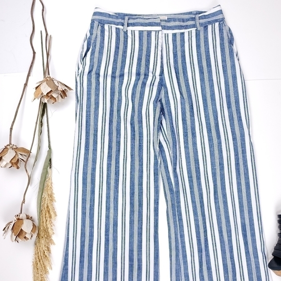 Michael Kors Blue White Stripe Wide Leg Pants 0 - Picture 11 of 12